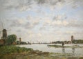 The river Maas at Dordrecht, 1884 painting by Eugene Boudin Royalty Free Stock Photo